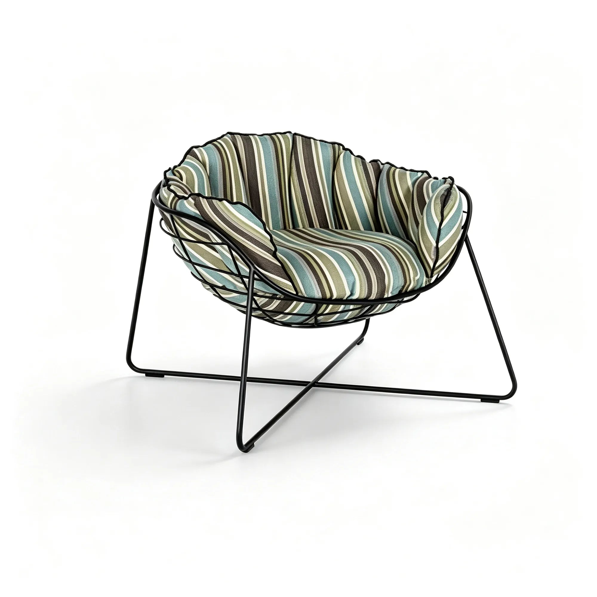 SOLARA Modern Outdoor Lounge Chair - Reinforced Steel Frame - Cushioned Bucket Seat - 81cm Patio Garden Accent Chair - Multicolour