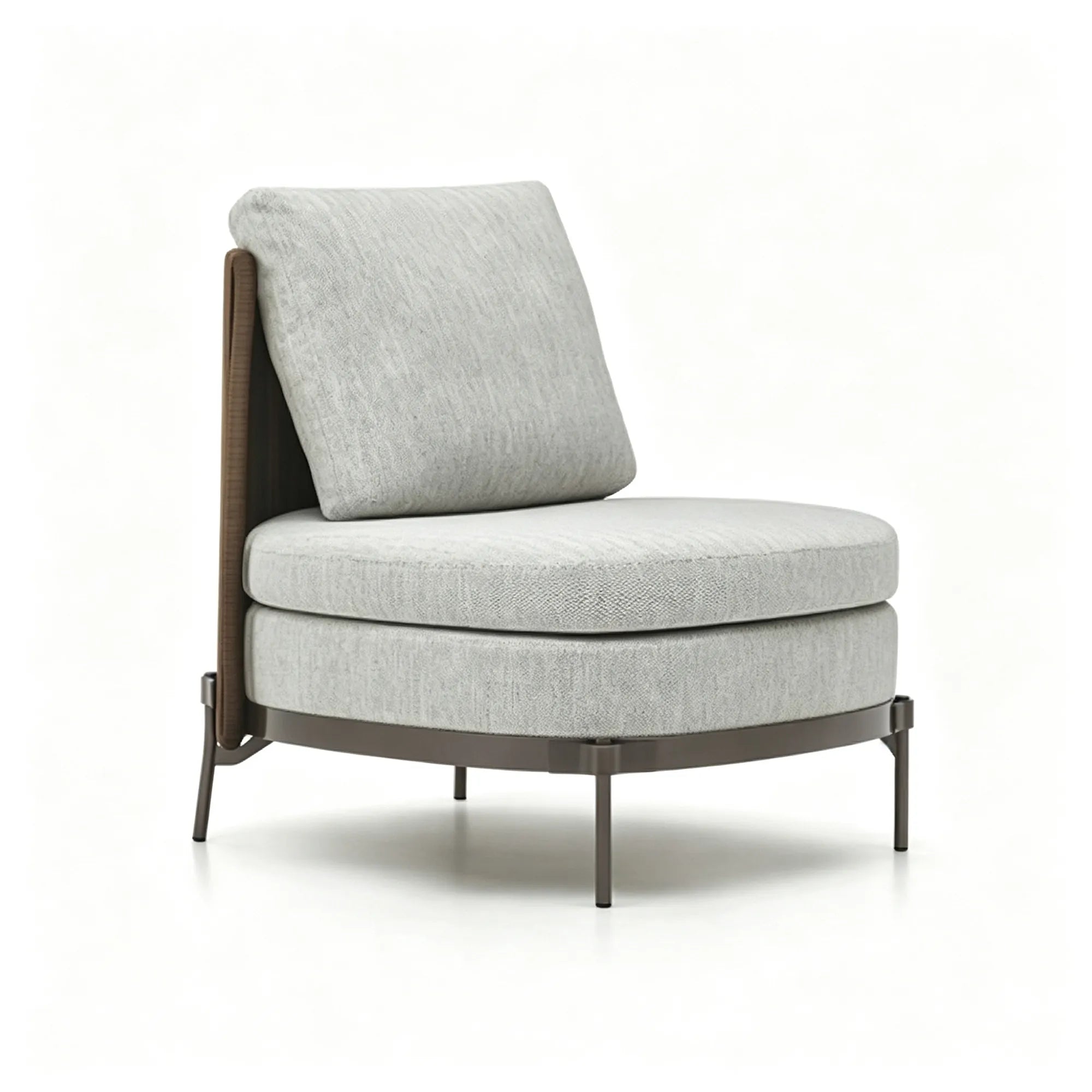 SOLARA Modern Outdoor Armless Lounge Chair - Woven Rattan Back - Aluminium Alloy Frame - Cushioned Patio Garden Chair - Light Grey