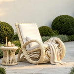 SOLARA Nordic Outdoor Rattan Chair Handwoven PE Rattan Waterproof Cushion for Balcony Patio Garden and Lounge Space