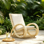 SOLARA Nordic Outdoor Rattan Chair Handwoven PE Rattan Waterproof Cushion for Balcony Patio Garden and Lounge Space