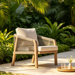 SOLARA Monte Outdoor Lounge Sofa Teak Wood Frame Olefin Rope Design for Patio Balcony Garden and Leisure Space