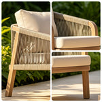 SOLARA Monte Outdoor Lounge Sofa Teak Wood Frame Olefin Rope Design for Patio Balcony Garden and Leisure Space