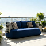 SOLARA Nordic Outdoor Lounge Sofa Aluminium Alloy Frame Waterproof Fabric Nylon Rope for Patio Balcony and Garden - Blue