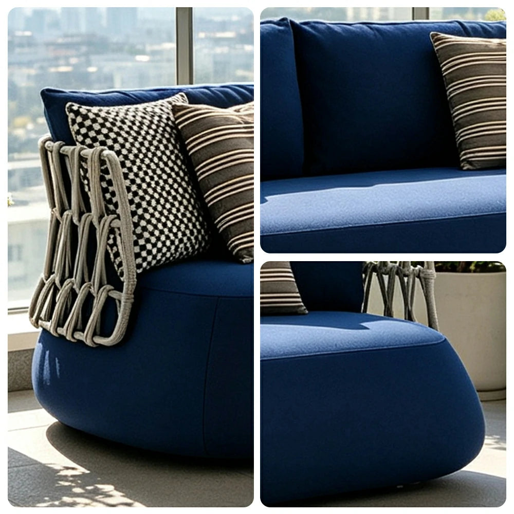 SOLARA Nordic Outdoor Lounge Sofa Aluminium Alloy Frame Waterproof Fabric Nylon Rope for Patio Balcony and Garden - Blue