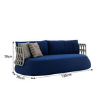 SOLARA Nordic Outdoor Lounge Sofa Aluminium Alloy Frame Waterproof Fabric Nylon Rope for Patio Balcony and Garden - Blue
