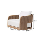 SOLARA Outdoor Rattan Lounge Sofa PE Rattan Waterproof Fabric All Weather Design for Courtyard Patio and Garden