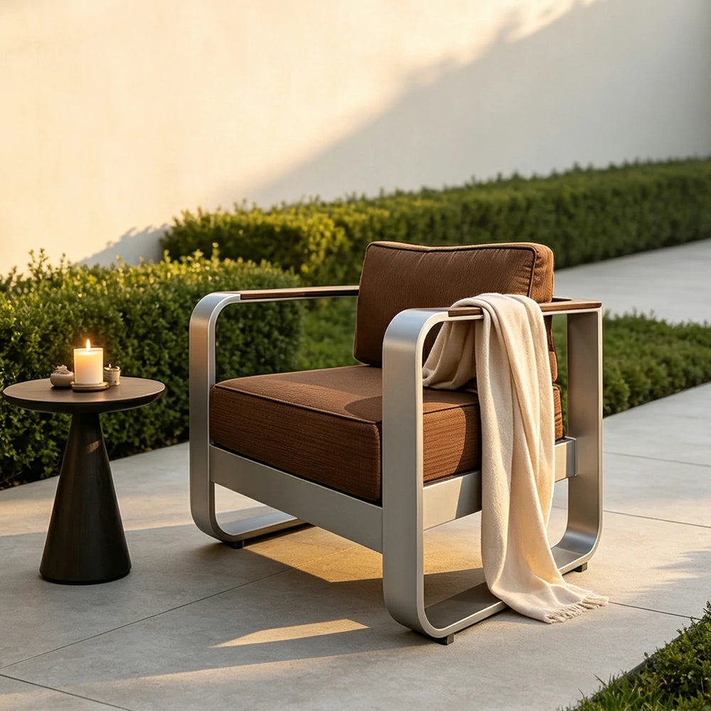 SOLARA Nordic Outdoor Lounge Sofa Aluminium Alloy Frame Waterproof Cushions for Patio Balcony Garden and Courtyard