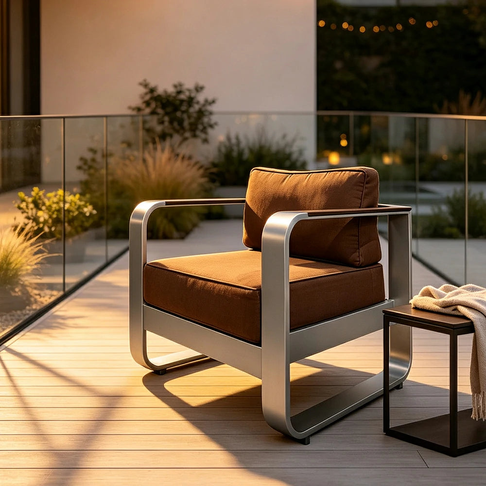 SOLARA Nordic Outdoor Lounge Sofa Aluminium Alloy Frame Waterproof Cushions for Patio Balcony Garden and Courtyard