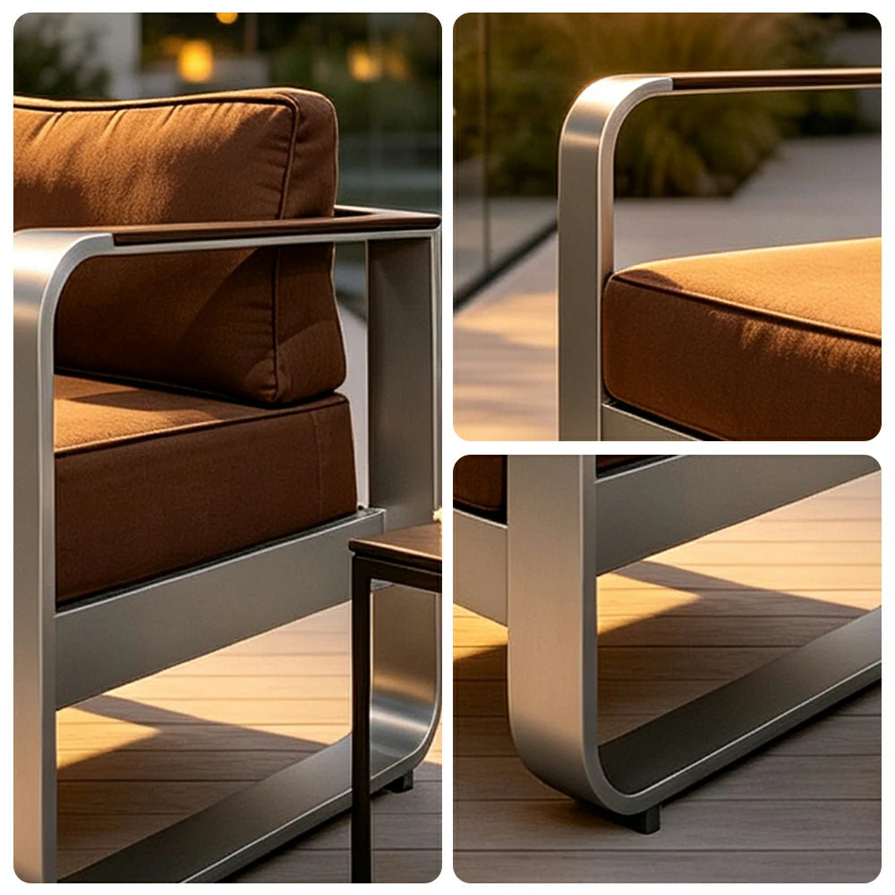 SOLARA Nordic Outdoor Lounge Sofa Aluminium Alloy Frame Waterproof Cushions for Patio Balcony Garden and Courtyard