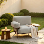 SOLARA Modern Single Seater Sofa Wooden Armrests Metal Base Soft Cushions for Living Room Balcony and Lounge