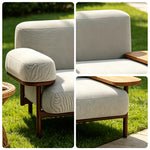 SOLARA Modern Single Seater Sofa Wooden Armrests Metal Base Soft Cushions for Living Room Balcony and Lounge