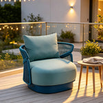 SOLARA Premium Outdoor Lounge Sofa Teak Wood Armrests Rope Weaving Waterproof Cushions for Patio Garden and Villa