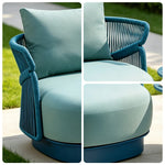 SOLARA Premium Outdoor Lounge Sofa Teak Wood Armrests Rope Weaving Waterproof Cushions for Patio Garden and Villa