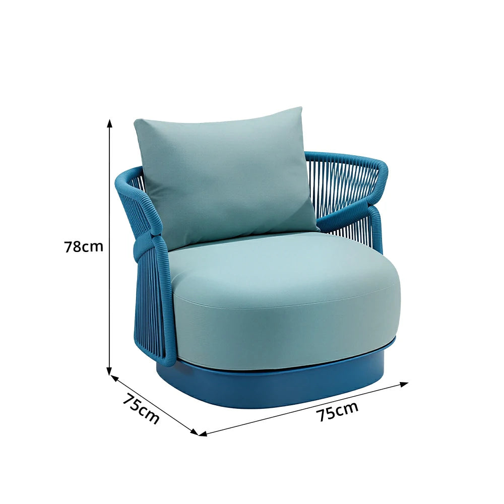 SOLARA Premium Outdoor Lounge Sofa Teak Wood Armrests Rope Weaving Waterproof Cushions for Patio Garden and Villa