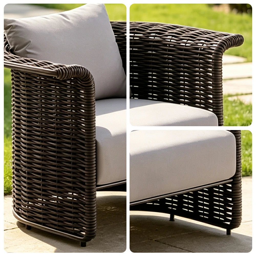 SOLARA Minimalist Italian Outdoor Lounge Sofa Solid Rope Weaving Water and Sun Resistant for Patio Garden and Courtyard