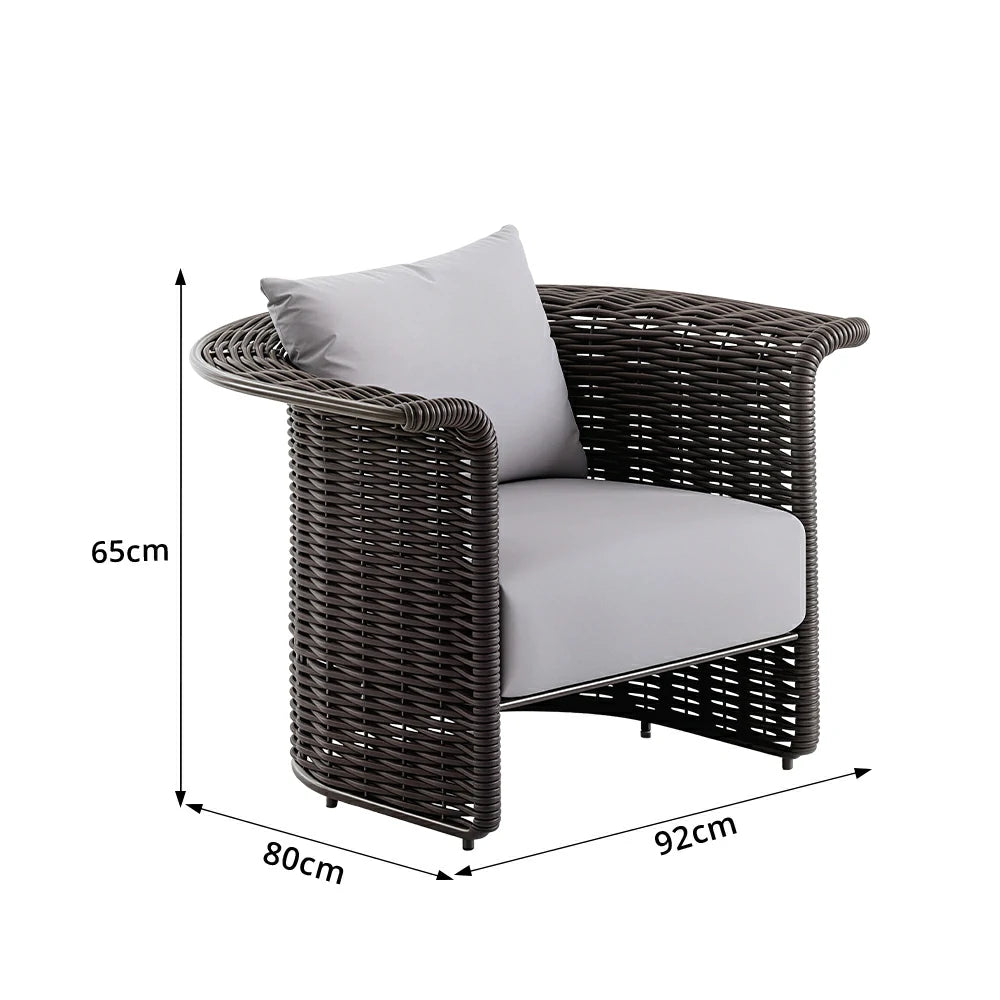 SOLARA Minimalist Italian Outdoor Lounge Sofa Solid Rope Weaving Water and Sun Resistant for Patio Garden and Courtyard