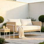 SOLARA Outdoor Rattan Sofa High Rebound Cushions Aluminium Tube Frame for Courtyard Balcony Patio and Leisure Space
