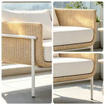 SOLARA Outdoor Rattan Sofa High Rebound Cushions Aluminium Tube Frame for Courtyard Balcony Patio and Leisure Space