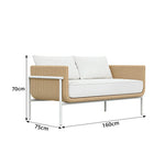 SOLARA Outdoor Rattan Sofa High Rebound Cushions Aluminium Tube Frame for Courtyard Balcony Patio and Leisure Space