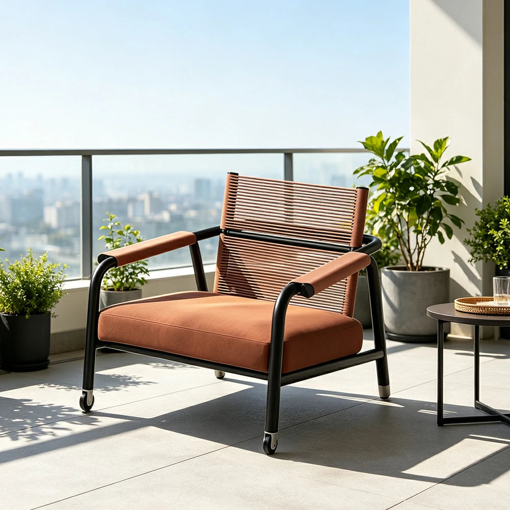SOLARA Outdoor Rope Sofa Waterproof Fabric Thickened Aluminium Frame for Courtyard Patio Garden and Leisure Space