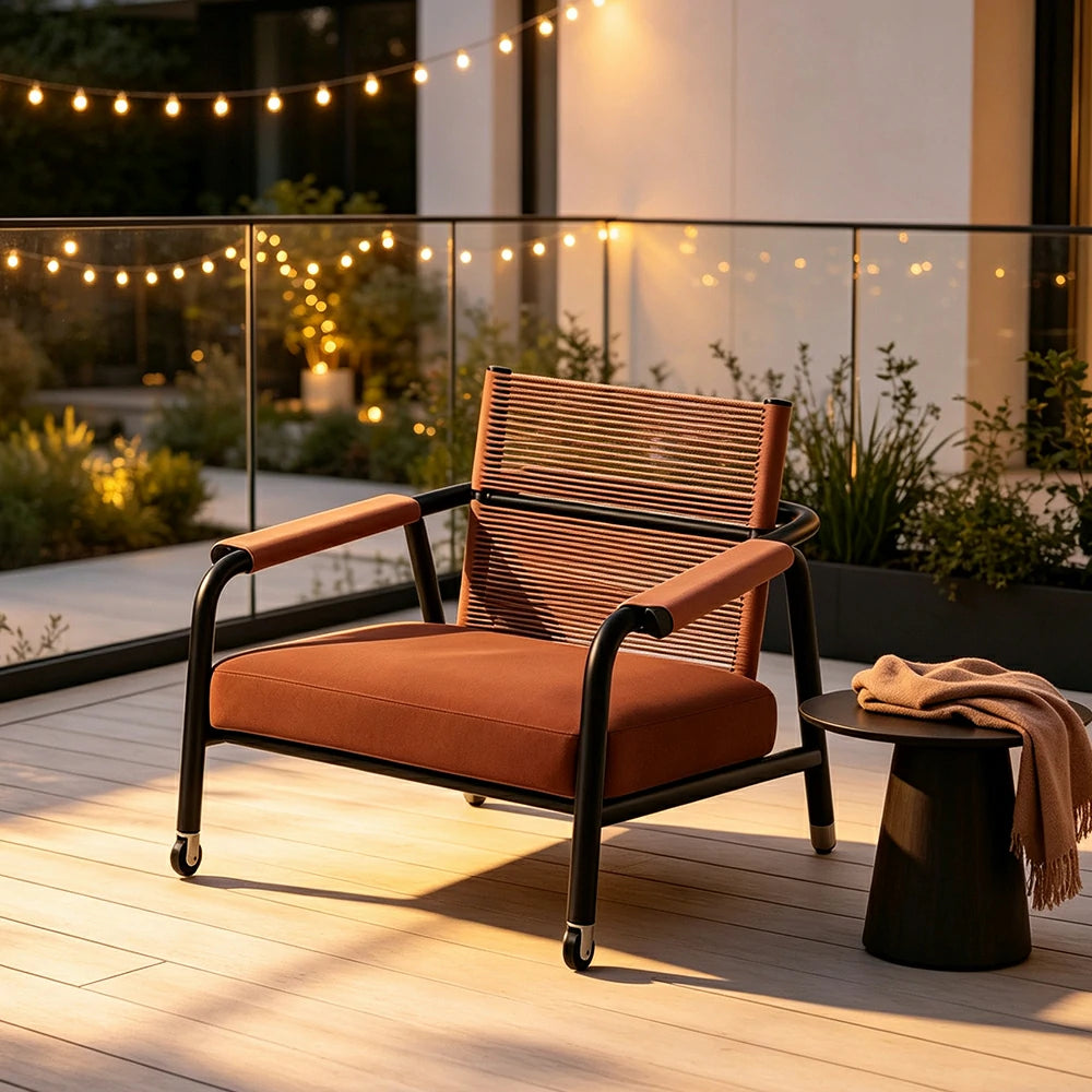SOLARA Outdoor Rope Sofa Waterproof Fabric Thickened Aluminium Frame for Courtyard Patio Garden and Leisure Space