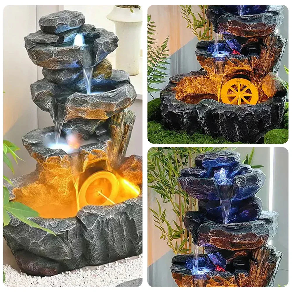 SOLARA Decorative Fountain - Resin Cascading Rock Design UV-Resistant Waterproof Tranquil Water Sounds for Relaxation and Decor