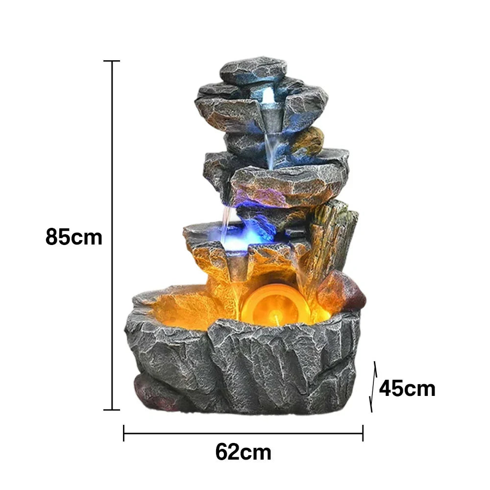 SOLARA Decorative Fountain - Resin Cascading Rock Design UV-Resistant Waterproof Tranquil Water Sounds for Relaxation and Decor