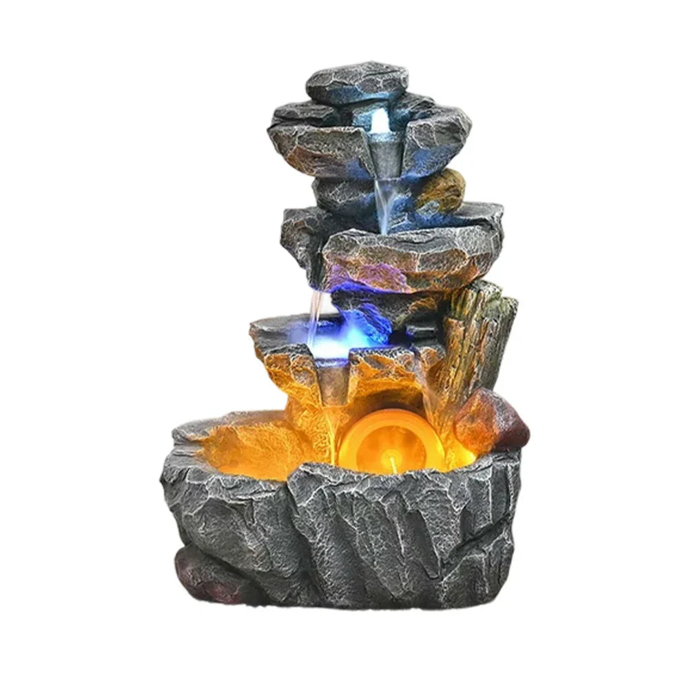 SOLARA Decorative Fountain - Resin Cascading Rock Design UV-Resistant Waterproof Tranquil Water Sounds for Relaxation and Decor