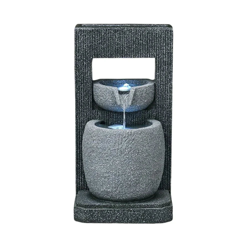 SOLARA Indoor & Outdoor Water Fountain - Resin Cascading Waterfall, UV-Resistant, Waterproof, Elegant Geometric Design for Tranquil Atmosphere