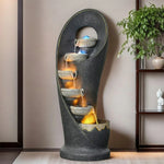 SOLARA Outdoor Water Fountain Resin Cascading Waterfall Elegant Design UV-Resistant Waterproof with Warm Lighting