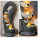 SOLARA Outdoor Water Fountain Resin Cascading Waterfall Elegant Design UV-Resistant Waterproof with Warm Lighting