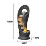 SOLARA Outdoor Water Fountain Resin Cascading Waterfall Elegant Design UV-Resistant Waterproof with Warm Lighting