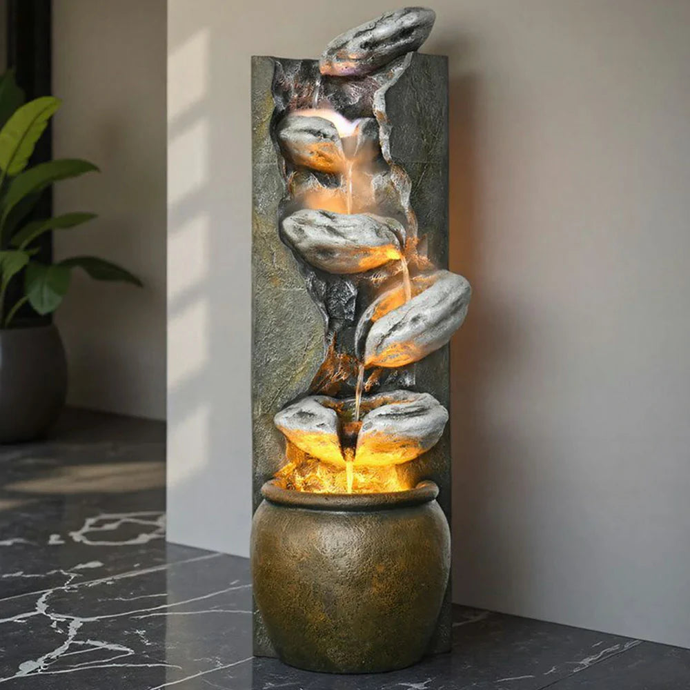 SOLARA Outdoor Fountain - Cascading Waterfall Resin Waterproof UV-Resistant Stylish and Tranquil Design for Gardens