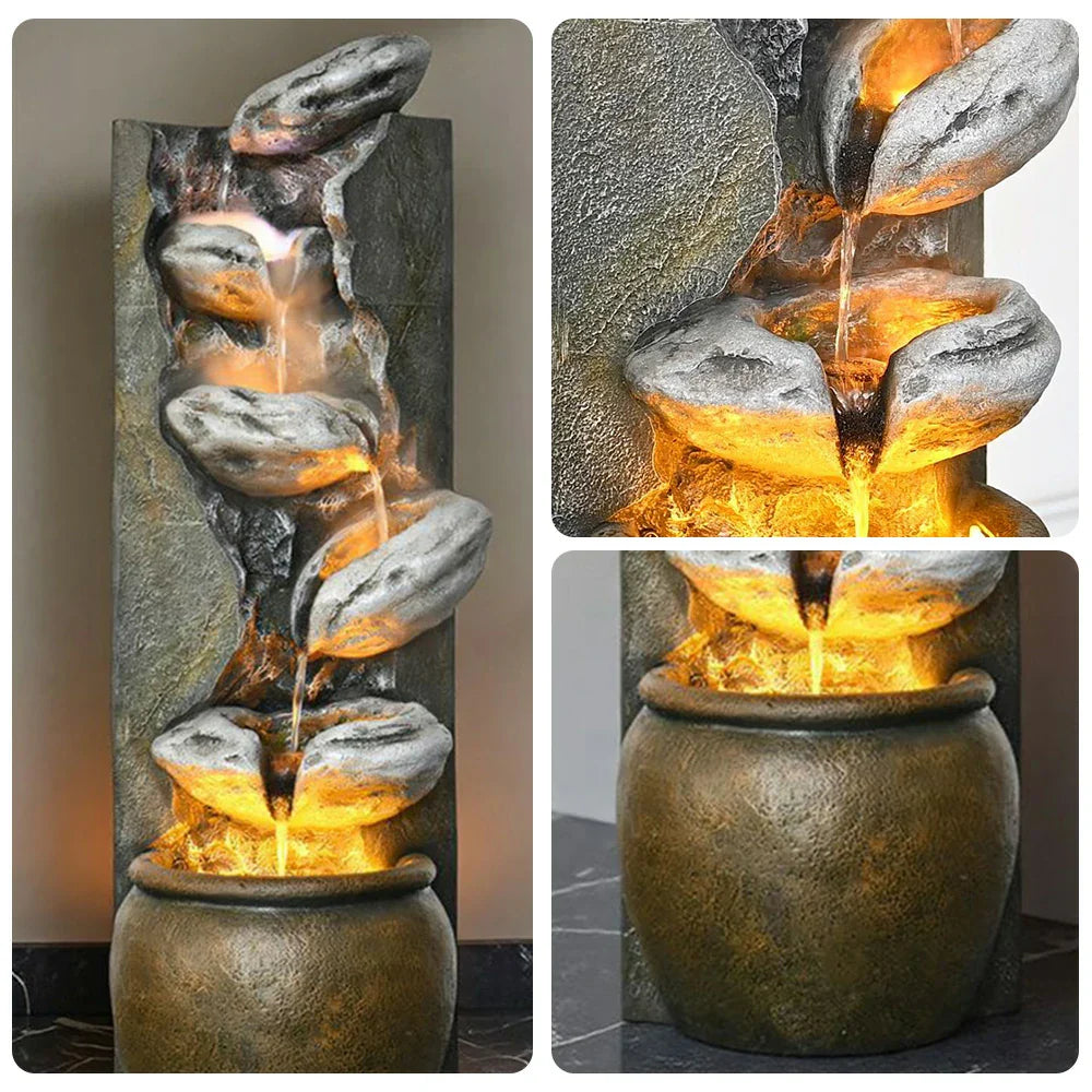 SOLARA Outdoor Fountain - Cascading Waterfall Resin Waterproof UV-Resistant Stylish and Tranquil Design for Gardens