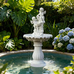 SOLARA Natural Sandstone Outdoor Fountain Built-In Circulation Pump Hand-Polished Texture Garden Water Feature