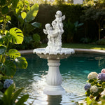 SOLARA Natural Sandstone Outdoor Fountain Built-In Circulation Pump Hand-Polished Texture Garden Water Feature