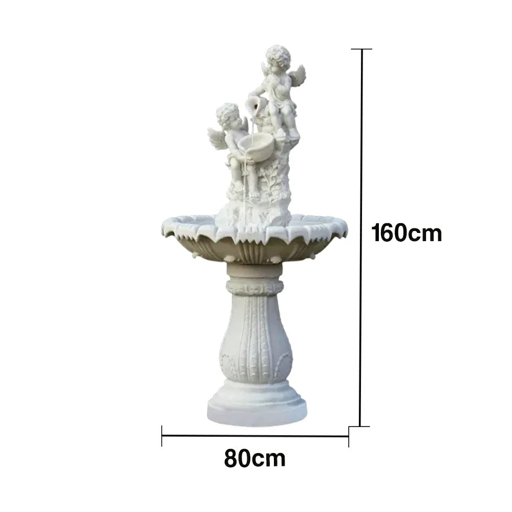 SOLARA Natural Sandstone Outdoor Fountain Built-In Circulation Pump Hand-Polished Texture Garden Water Feature