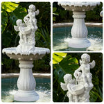 SOLARA Natural Sandstone Outdoor Fountain Built-In Circulation Pump Hand-Polished Texture Garden Water Feature