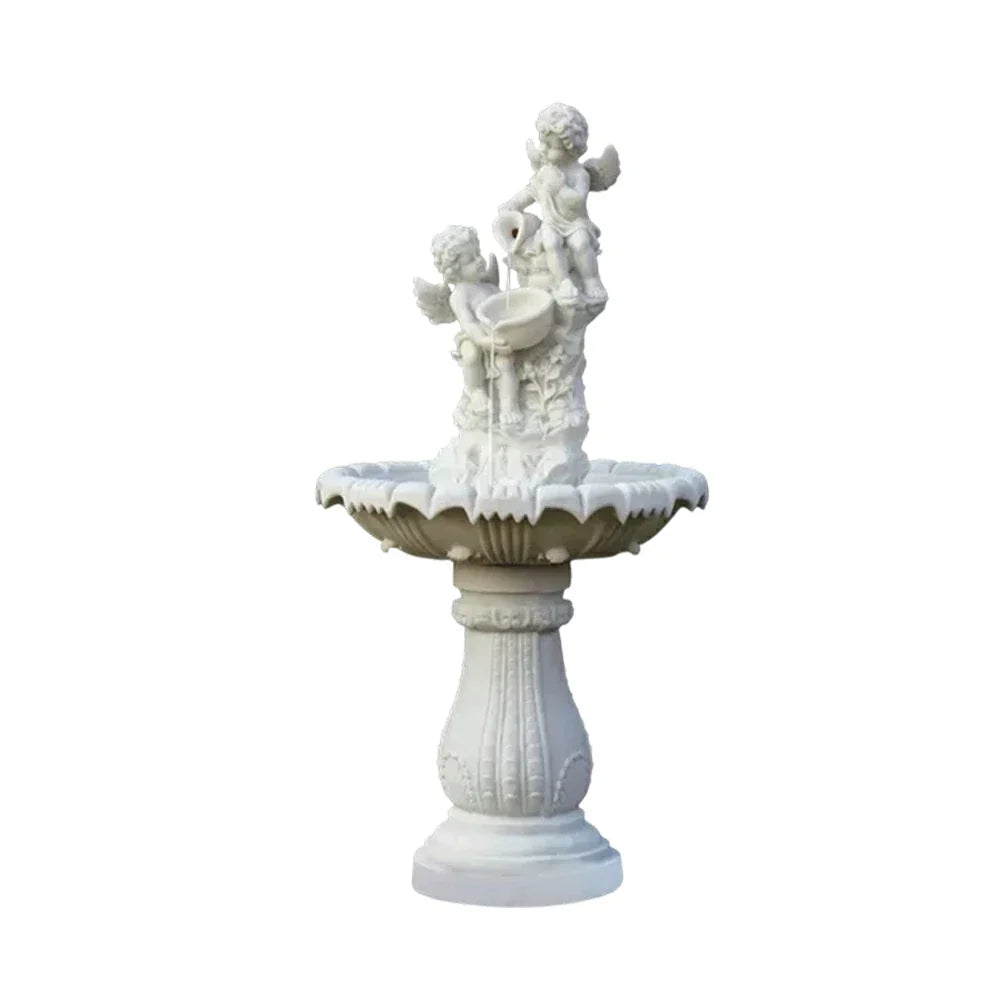 SOLARA Natural Sandstone Outdoor Fountain Built-In Circulation Pump Hand-Polished Texture Garden Water Feature