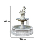 SOLARA Natural Sandstone Outdoor Fountain with 1.2m Fish Pond Built-In Circulation Pump Hand-Polished Texture Garden Water Feature