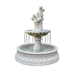 SOLARA Natural Sandstone Outdoor Fountain with 1.2m Fish Pond Built-In Circulation Pump Hand-Polished Texture Garden Water Feature
