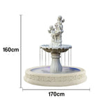 SOLARA Natural Sandstone Outdoor Fountain with 1.7m Fish Pond Built-In Circulation Pump Hand-Polished Texture Garden Water Feature