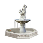 SOLARA Natural Sandstone Outdoor Fountain with 1.9m Fish Pond Built-In Circulation Pump Hand-Polished Texture Garden Water Feature