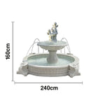 SOLARA Natural Sandstone Outdoor Fountain with 2.4m Fish Pond Built-In Circulation Pump Hand-Polished Texture Garden Water Feature