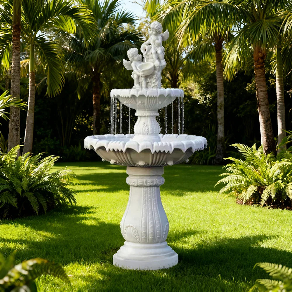SOLARA Natural Sandstone Outdoor Fountain Smooth Polished Surface Clear Carved Texture Outdoor Water Feature