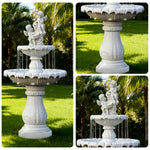 SOLARA Natural Sandstone Outdoor Fountain Smooth Polished Surface Clear Carved Texture Outdoor Water Feature