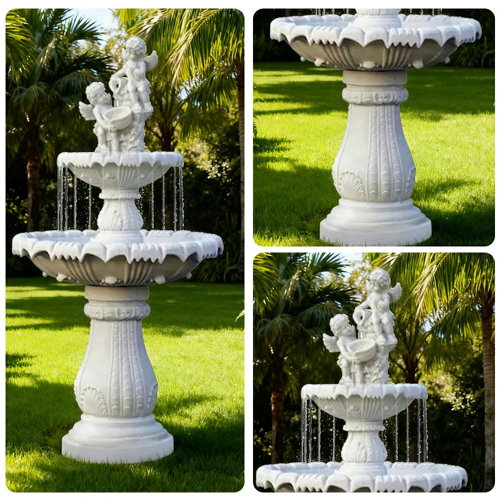 SOLARA Natural Sandstone Outdoor Fountain Smooth Polished Surface Clear Carved Texture Outdoor Water Feature