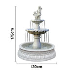 SOLARA Natural Sandstone Outdoor Fountain with 1.2m Fish Pond Smooth Polished Surface Clear Carved Texture Outdoor Water Feature