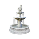 SOLARA Natural Sandstone Outdoor Fountain with 1.2m Fish Pond Smooth Polished Surface Clear Carved Texture Outdoor Water Feature