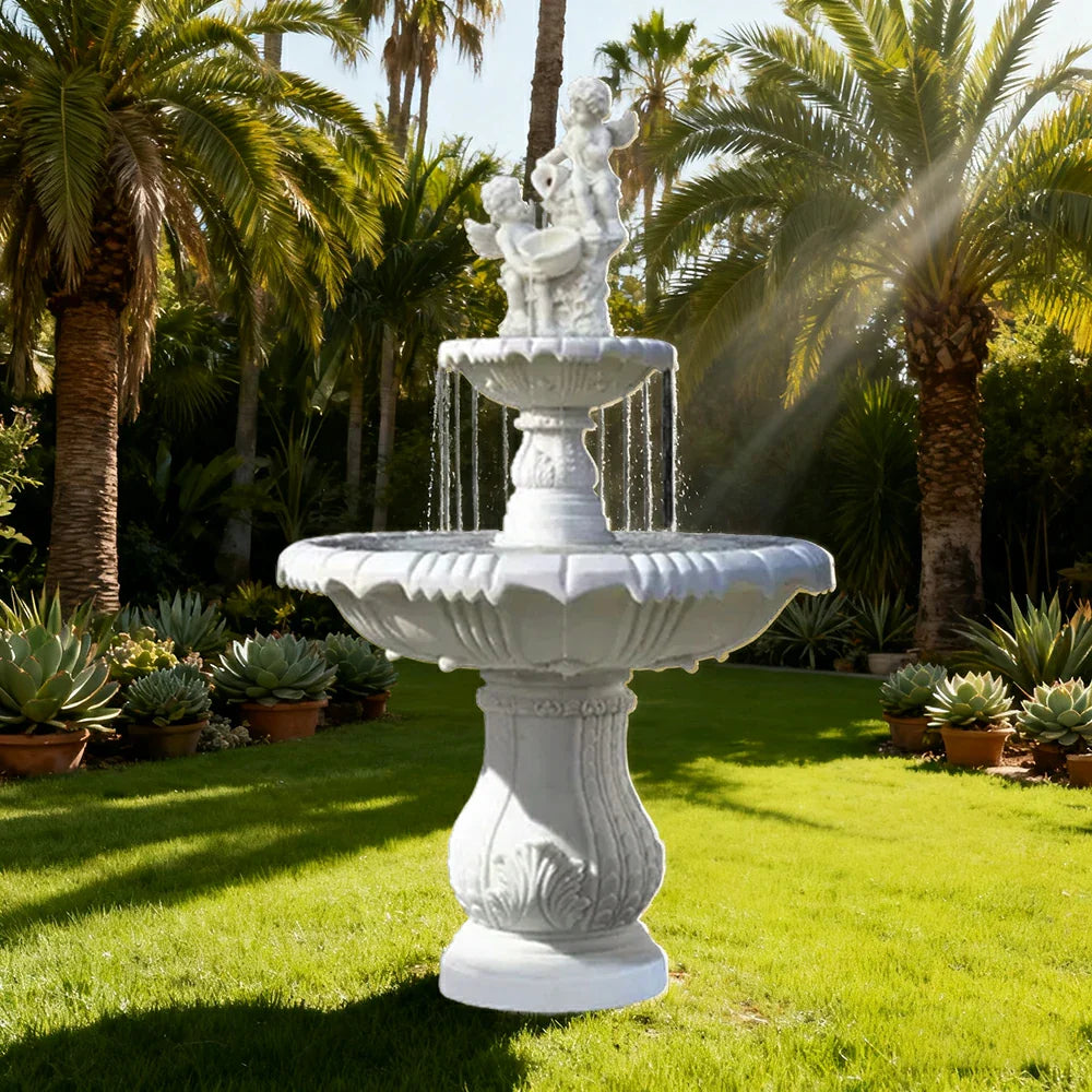 SOLARA Natural Sandstone Outdoor Fountain Continuous Flow Pump Natural Stone Grain Tranquil Garden Feature